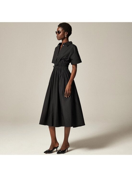 J. Crew Dresses & Skirts - NWT J.Crew Tall Elena Shirt-Dress Midi in Black Solid Cotton Shirtdress 8T